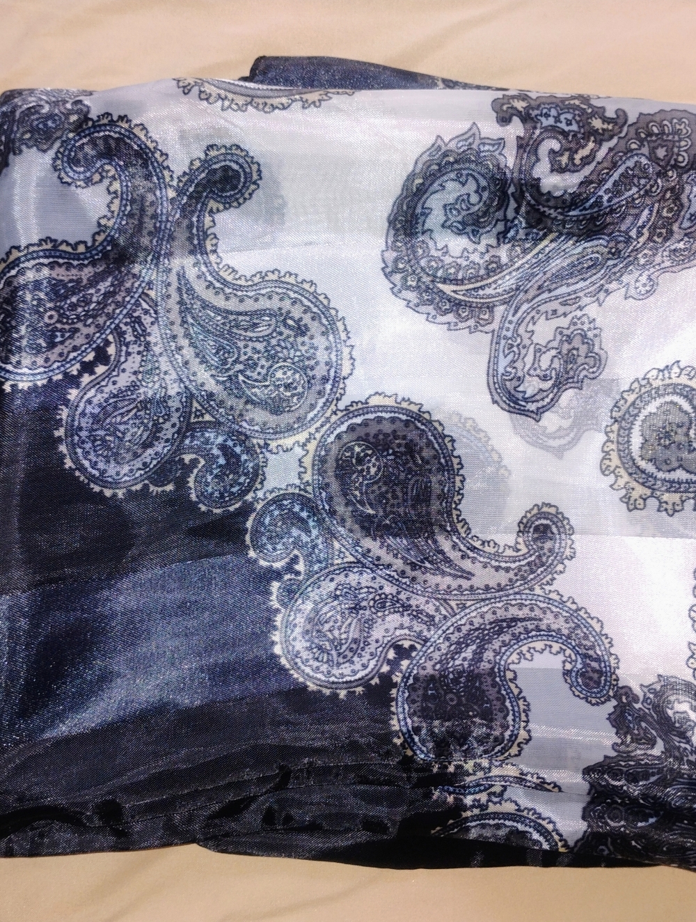 Paisley Sheer Scarf in Black and White